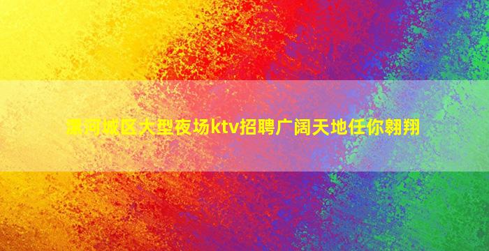 漯河城区大型夜场ktv招聘广阔天地任你翱翔